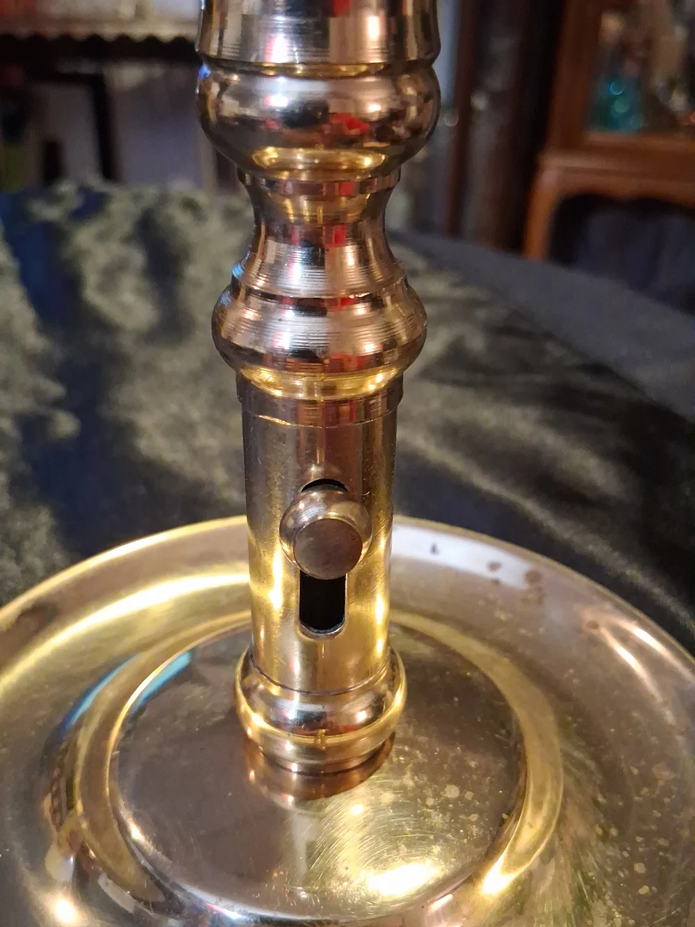 Brass Chamberstick Candlestick Holder - Shiny Gold Finish
